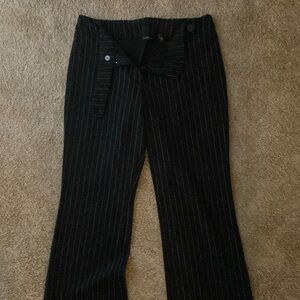 Black dress pants with white stripes